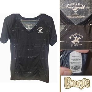 Beverly Hills Polo Club Black V-Neck T-Shirt Large